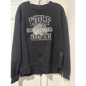 Wolf Style Wolf Alumni Embroidered Sweatshirt Crewneck Black Men's L EST 1997